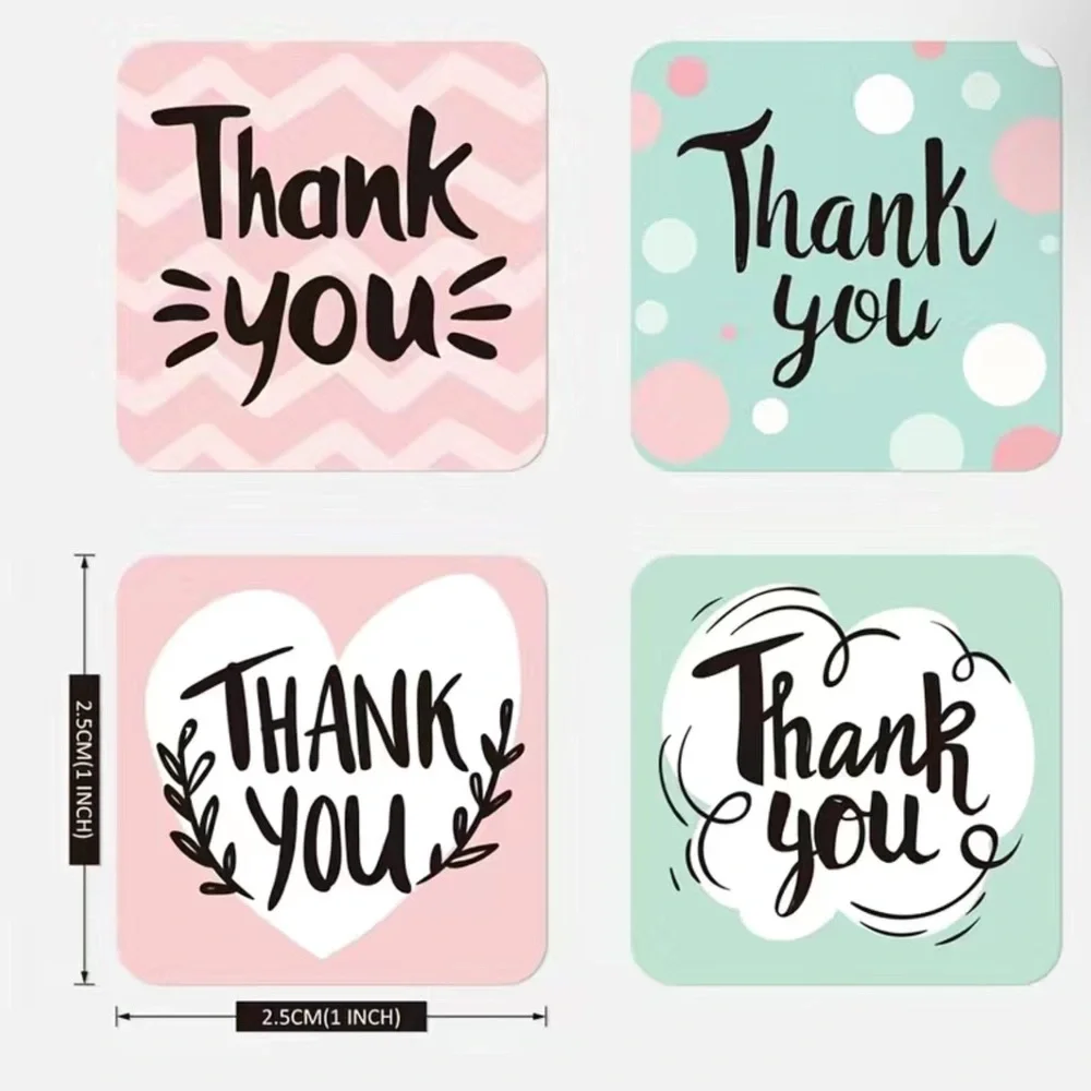 500 squared “thank you” stickers
